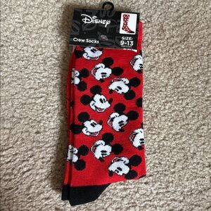 Disney Red and Black Mickey Mouse Socks 1pr. NWT